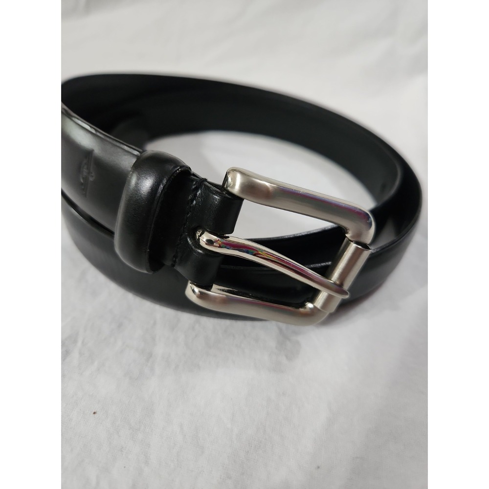 Dockers Mens Black‎ Top Grain Leather Dress Belt Silver Buckle Size 42 66552